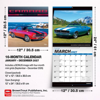 2027 BrownTrout Camaro 12" x 12" Monthly Wall Calendar (9798330713110)