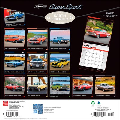 2027 BrownTrout Chevy Super Sport 12 x 12 Monthly Wall Calendar (9798330713127)