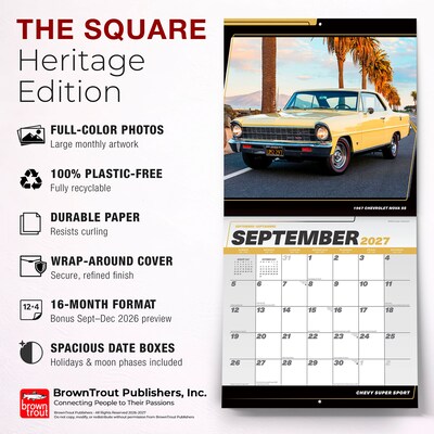 2027 BrownTrout Chevy Super Sport 12" x 12" Monthly Wall Calendar (9798330713127)