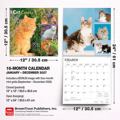 2027 BrownTrout Cat Lovers 12" x 12" Monthly Wall Calendar (9798330711772)
