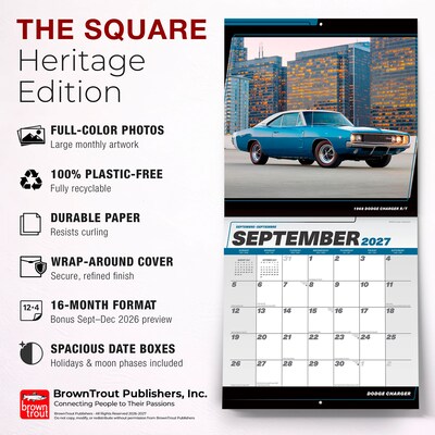 2027 BrownTrout Dodge Charger 12" x 12" Monthly Wall Calendar (9798330713196)