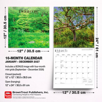 2027 BrownTrout Delaware Wild & Scenic 12" x 12" Monthly Wall Calendar (9798330714179)