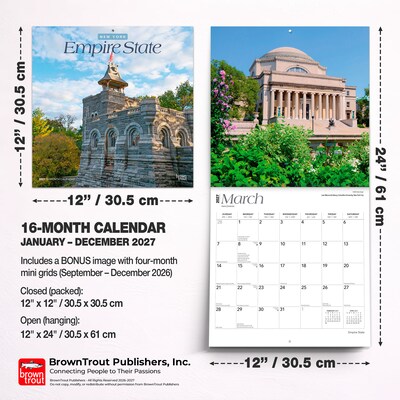 2027 BrownTrout New York Places 12" x 12" Monthly Wall Calendar (9798330710492)