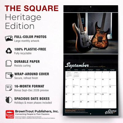 2027 BrownTrout Electric Guitars 12" x 12" Monthly Wall Calendar (9798330711161)