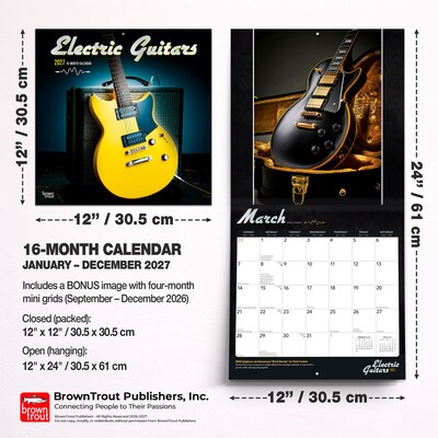 2027 BrownTrout Electric Guitars 12" x 12" Monthly Wall Calendar (9798330711161)
