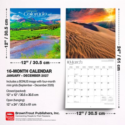 2027 BrownTrout Colorado Wild & Scenic 12" x 12" Monthly Wall Calendar (9798330710478)
