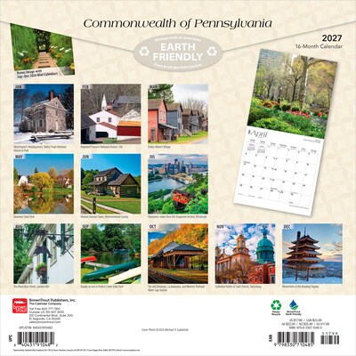 2027 BrownTrout Pennsylvania Places 12 x 12 Monthly Wall Calendar (9798330710485)