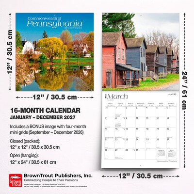 2027 BrownTrout Pennsylvania Places 12" x 12" Monthly Wall Calendar (9798330710485)