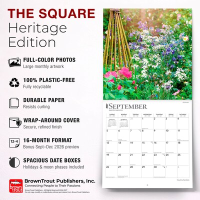 2027 BrownTrout Country Gardens 12" x 12" Monthly Wall Calendar (9798330711291)