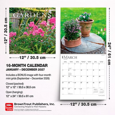 2027 BrownTrout Country Gardens 12" x 12" Monthly Wall Calendar (9798330711291)