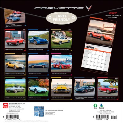 2027 BrownTrout Corvette 12 x 12 Monthly Wall Calendar (9798330713172)