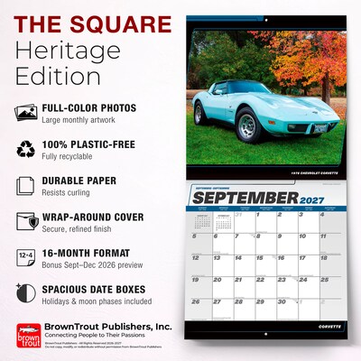 2027 BrownTrout Corvette 12" x 12" Monthly Wall Calendar (9798330713172)