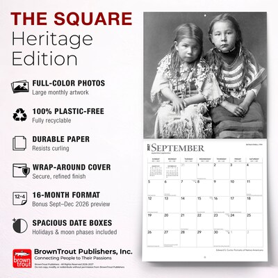 2027 BrownTrout Edward S. Curtis Portraits of Native Americans 12" x 12" Monthly Wall Calendar (9798330711123)