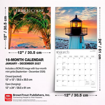 2027 BrownTrout Florida Coast 12" x 12" Monthly Wall Calendar (9798330710515)