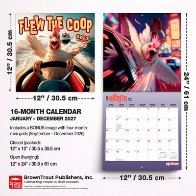 2027 BrownTrout Flew the Coop 12" x 12" Monthly Wall Calendar (9798330711406)