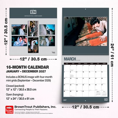 2027 BrownTrout Enhypen 12" x 12" Monthly Wall Calendar (9798330715879)