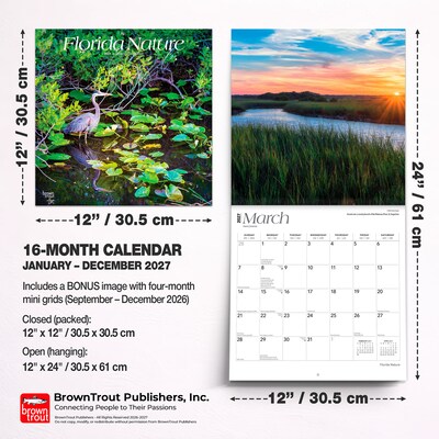 2027 BrownTrout Florida Nature 12" x 12" Monthly Wall Calendar (9798330714186)