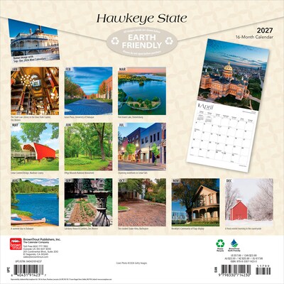 2027 BrownTrout Iowa Places 12 x 12 Monthly Wall Calendar (9798330714230)