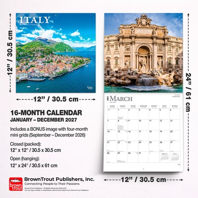 2027 BrownTrout Italy 12" x 12" Monthly Wall Calendar (9798330711666)