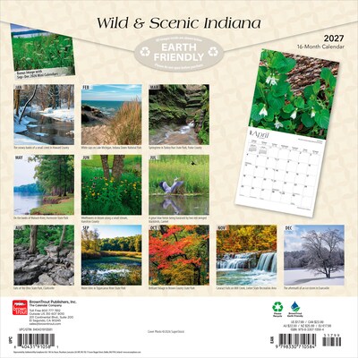 2027 BrownTrout Indiana Wild & Scenic 12 x 12 Monthly Wall Calendar (9798330710584)