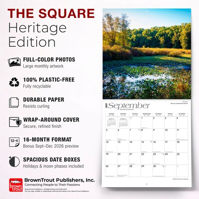 2027 BrownTrout Indiana Wild & Scenic 12" x 12" Monthly Wall Calendar (9798330710584)