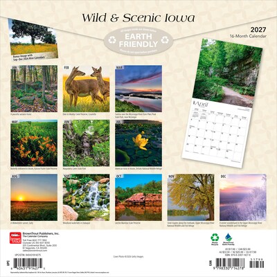2027 BrownTrout Iowa Wild & Scenic 12 x 12 Monthly Wall Calendar (9798330714278)