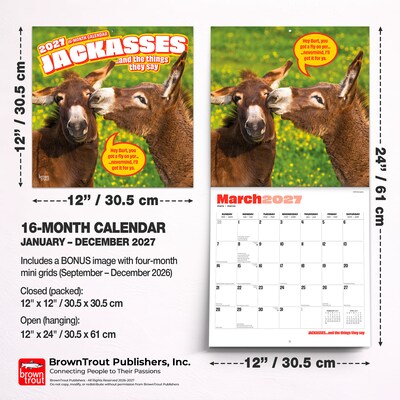2027 BrownTrout Jackasses 12" x 12" Monthly Wall Calendar (9798330711437)