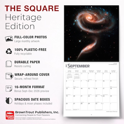 2027 BrownTrout Hubble Space Telescope 12" x 12" Monthly Wall Calendar (9798330711550)