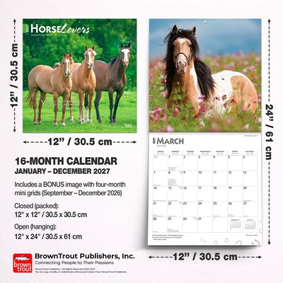 2027 BrownTrout Horse Lovers 12" x 12" Monthly Wall Calendar (9798330711987)