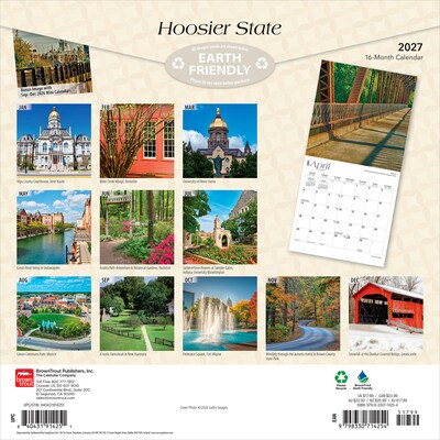 2027 BrownTrout Indiana Places 12 x 12 Monthly Wall Calendar (9798330714254)
