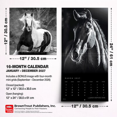 2027 BrownTrout The Noble Horse 12" x 12" Monthly Wall Calendar (9798330711994)
