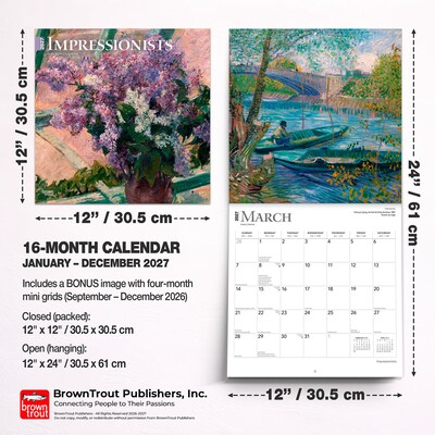 2027 BrownTrout Impressionists 12" x 12" Monthly Wall Calendar (9798330711130)