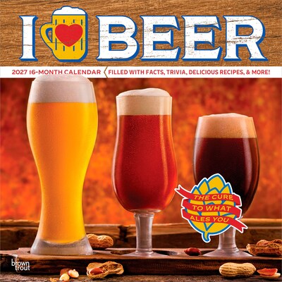 2027 BrownTrout I Love Beer 12 x 12 Monthly Wall Calendar (9798330711420)