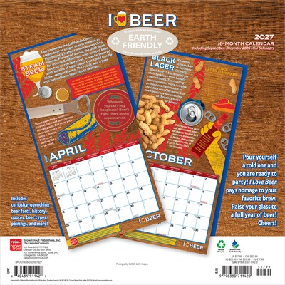 2027 BrownTrout I Love Beer 12 x 12 Monthly Wall Calendar (9798330711420)