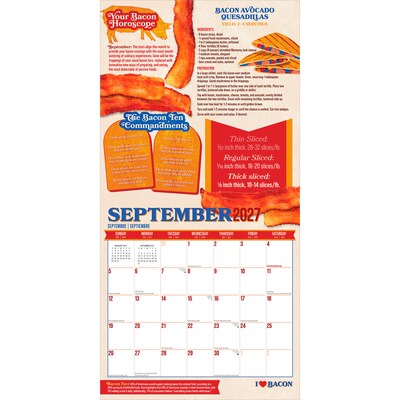 2027 BrownTrout I Love Bacon 12" x 12" Monthly Wall Calendar (9798330711413)