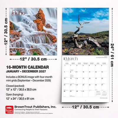2027 BrownTrout Idaho Wild & Scenic 12" x 12" Monthly Wall Calendar (9798330710560)