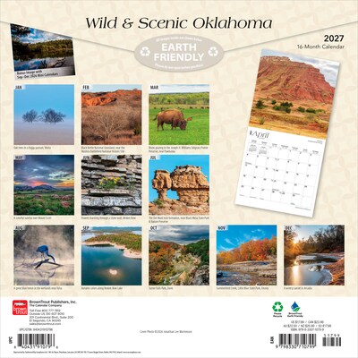 2027 BrownTrout Oklahoma Wild & Scenic 12 x 12 Monthly Wall Calendar (9798330710799)