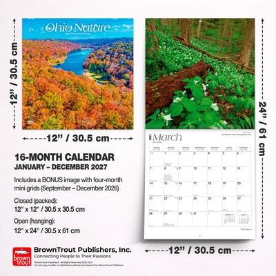 2027 BrownTrout Ohio Nature 12" x 12" Monthly Wall Calendar (9798330710782)