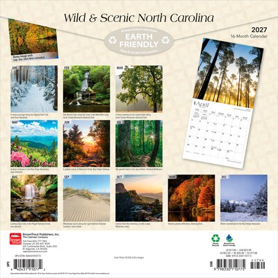 2027 BrownTrout North Carolina Wild & Scenic 12 x 12 Monthly Wall Calendar (9798330710775)