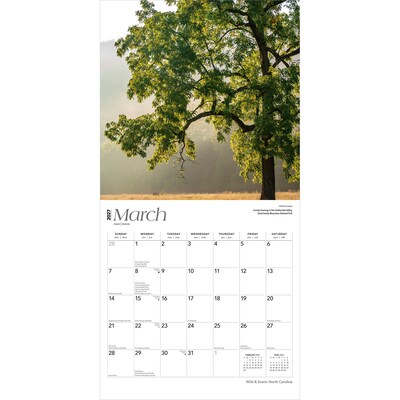 2027 BrownTrout North Carolina Wild & Scenic 12" x 12" Monthly Wall Calendar (9798330710775)