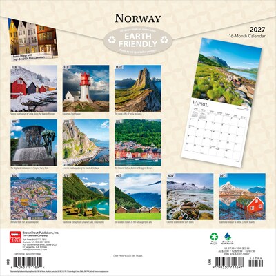 2027 BrownTrout Norway 12 x 12 Monthly Wall Calendar (9798330711697)