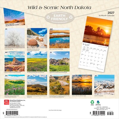 2027 BrownTrout North Dakota Wild & Scenic 12 x 12 Monthly Wall Calendar (9798330714414)