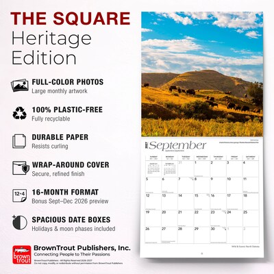 2027 BrownTrout North Dakota Wild & Scenic 12" x 12" Monthly Wall Calendar (9798330714414)