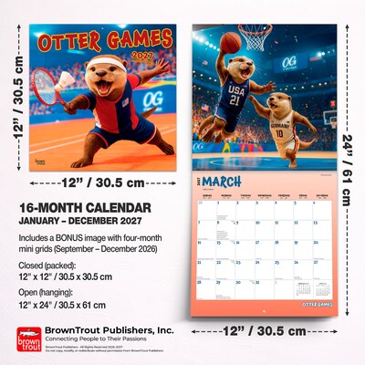 2027 BrownTrout Otter Games 12" x 12" Monthly Wall Calendar (9798330711444)
