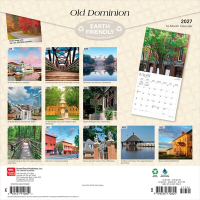 2027 BrownTrout Virginia Places 12 x 12 Monthly Wall Calendar (9798330710805)