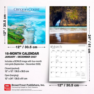 2027 BrownTrout Oregon Coast 12" x 12" Monthly Wall Calendar (9798330710812)