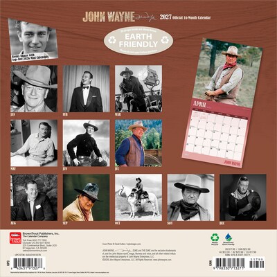 2027 BrownTrout John Wayne 12 x 12 Monthly Wall Calendar (9798330713271)