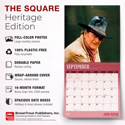 2027 BrownTrout John Wayne 12" x 12" Monthly Wall Calendar (9798330713271)