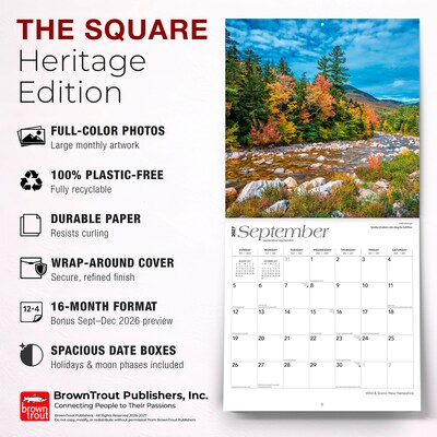 2027 BrownTrout New Hampshire Wild & Scenic 12" x 12" Monthly Wall Calendar (9798330710737)