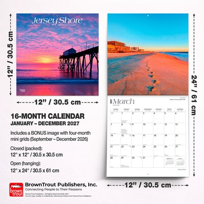 2027 BrownTrout Jersey Shore 12" x 12" Monthly Wall Calendar (9798330710591)